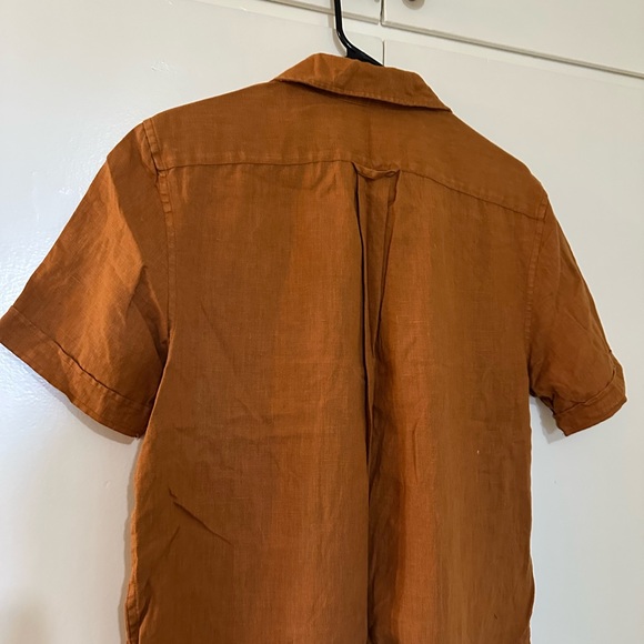 Scotch & Soda Amsterdam Couture Men’s Short Sleeve Linen Regular Shirt Brown M - Picture 7 of 8